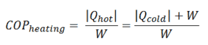 coeficiente de desempenho - bomba de calor - equação