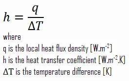 coeficiente de transferencia de calor convectivo - ecuación